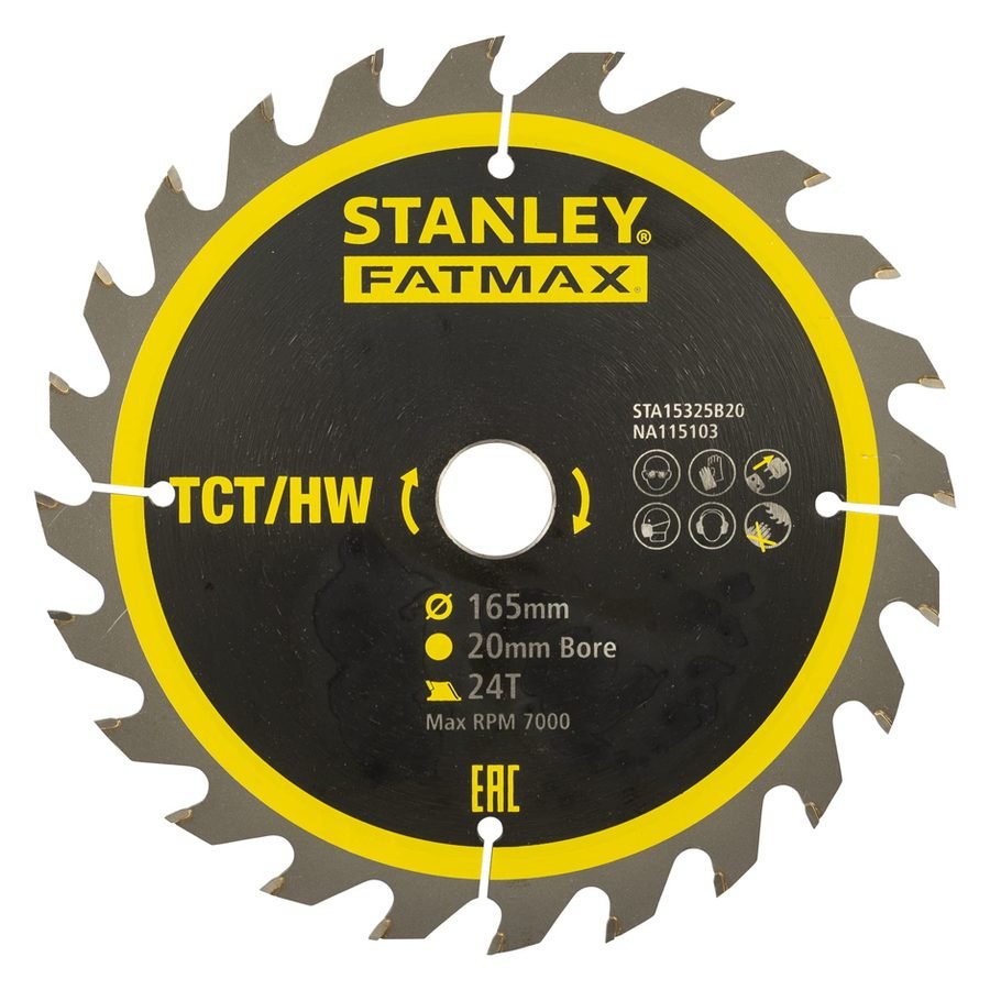 Stanley Stanley STA15325B20 Circular Saw Blade 6-1/2x24T, Power Tools Saws — Southend Philippines
