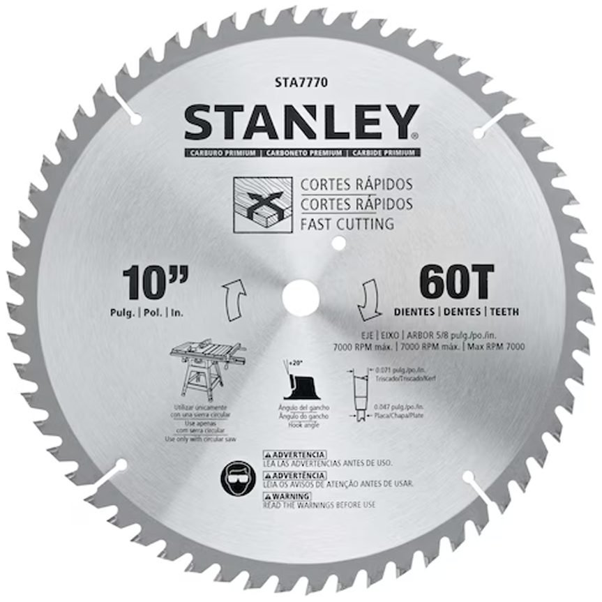 Stanley Stanley STA7770-AE Miter Saw Blade 10"X60T, Power Tools Saws — Southend Philippines