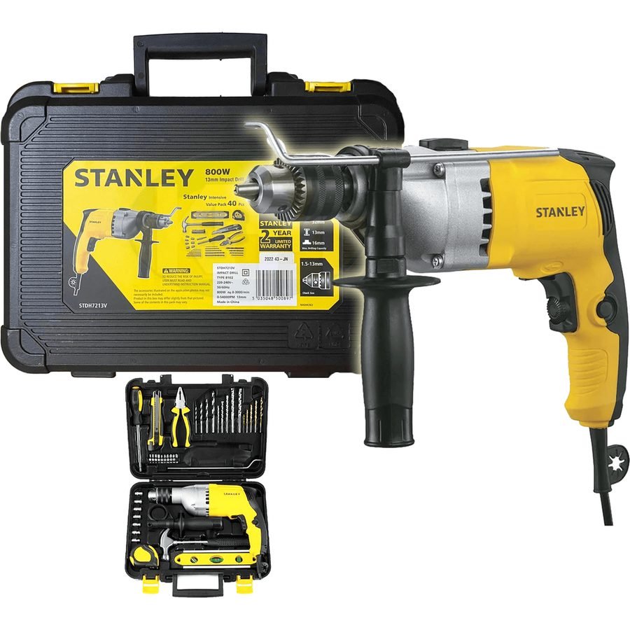 Stanley Stanley STDH7213V Impact / Hammer Drill 13mm 800W (Value Pack), Power Tools Drills & Drivers — Southend Philippines