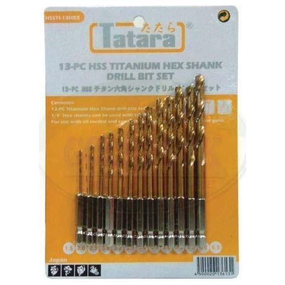 Tatara Tatara HSSTI-13HEX Titanium Hex Shank Drill Bit Set, Power Tools Drills & Drivers — Southend Philippines