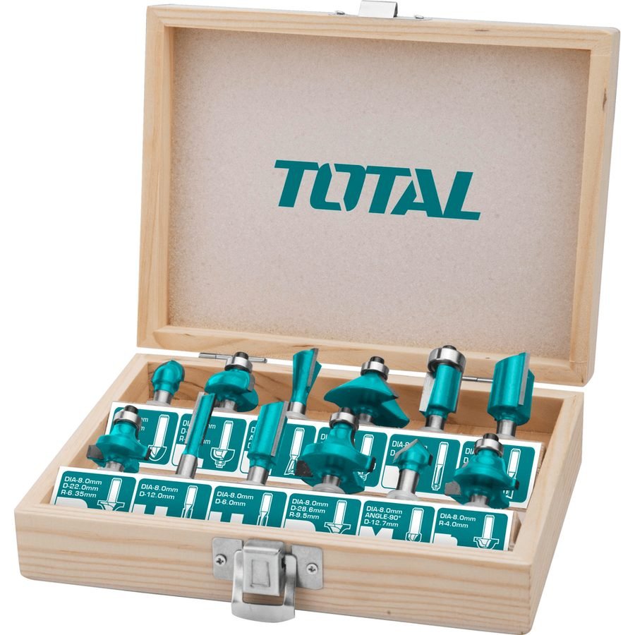 Total Total TACSR2121 Router Bit Set 12mm Shank (12pcs), Power Tools Routers & Planers — Southend Philippines