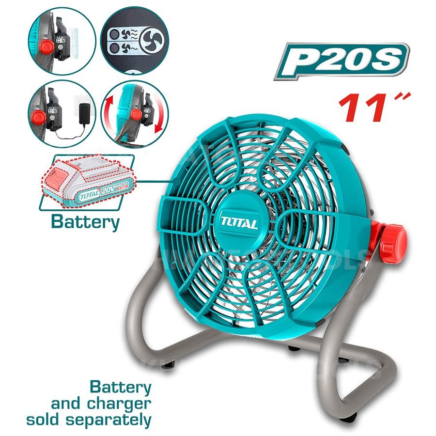 Total Total TFALI2002 20V Cordless Fan 11" (Bare), Power Tools Batteries & Chargers — Southend Philippines