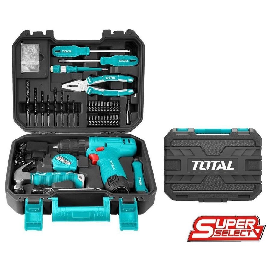 Total Total THKTHP10812 12V Cordless Drill + Hand Tools Set (81 Pcs Household , Power Tools Drills & Drivers — Southend Phili