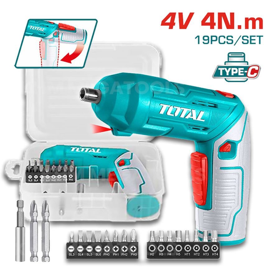 Total Total TSDLI0442 Cordless Screwdriver 4V 4N.M, Power Tools Drills & Drivers — Southend Philippines