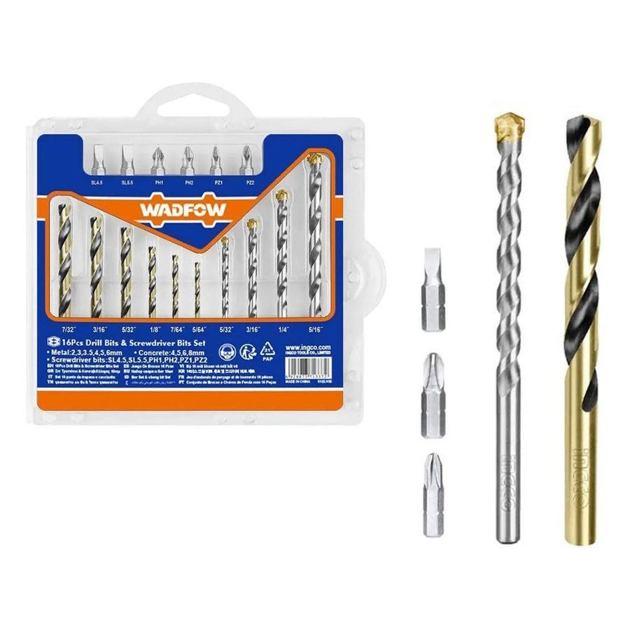 Wadfow Wadfow UWKS4165 Drill And Screwdriver Bits Set 16 Pcs, Power Tools Drills & Drivers — Southend Philippines