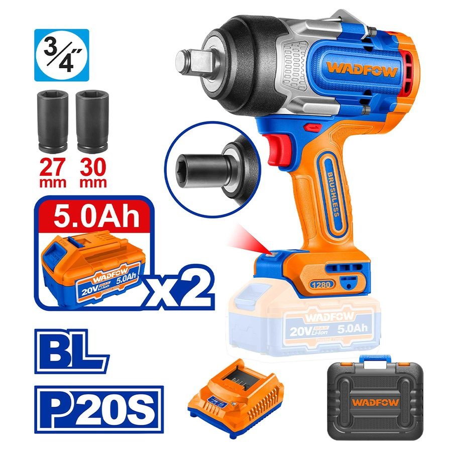 Wadfow Wadfow WCD1B128 Cordless Impact Wrench 1280nm 20V, Power Tools Drills & Drivers — Southend Philippines