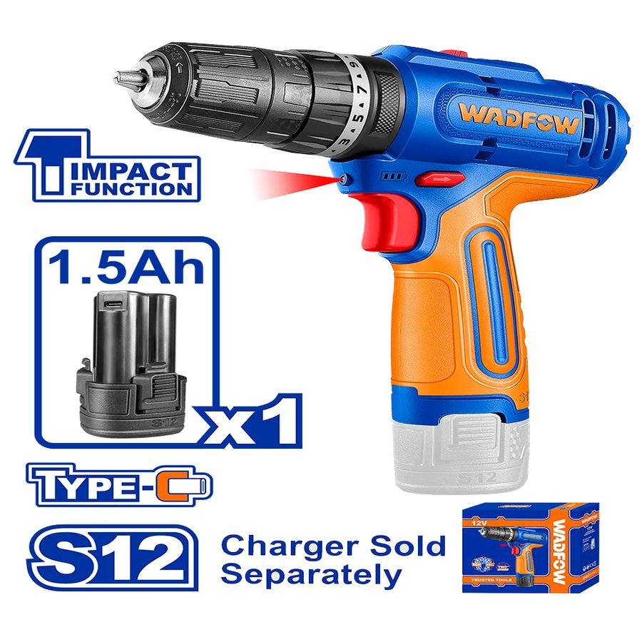 Wadfow Wadfow WCDS5681 Cordless Impact Drill 12V 20Nm, Power Tools Drills & Drivers — Southend Philippines