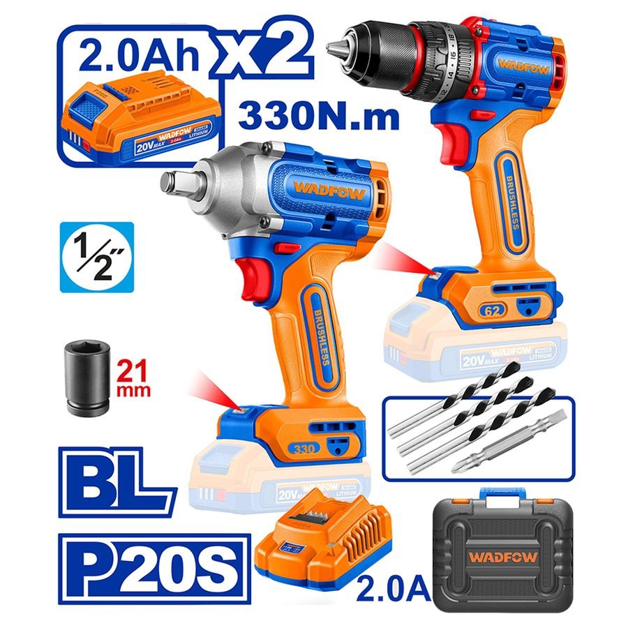 Wadfow Wadfow WCK20275 Cordless 2 Pcs Combo Kit, Power Tools Drills & Drivers — Southend Philippines