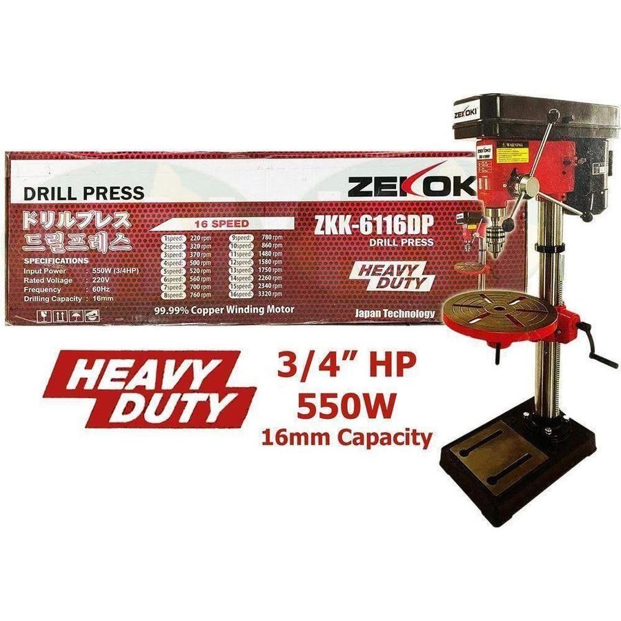 Zekoki Zekoki ZKK-6116DP Drill Press 550W(3/4HP), Power Tools Drills & Drivers — Southend Philippines