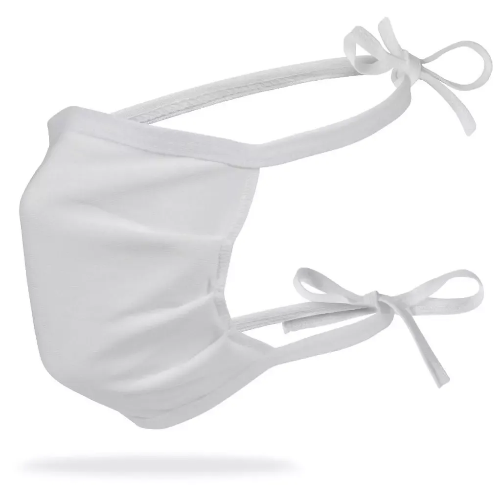 Reusable 3-Layer Tie-On Cotton Face Mask, White, PPE Respiratory — Southend Philippines